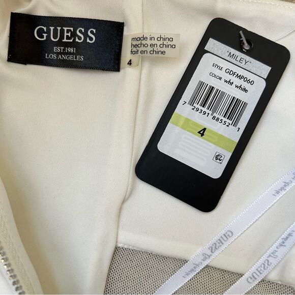 NWT GUESS Women Vintage Ivory Scuba Caged Cutout Strappy Side Mesh Dress. Size 4 - Picture 9 of 11